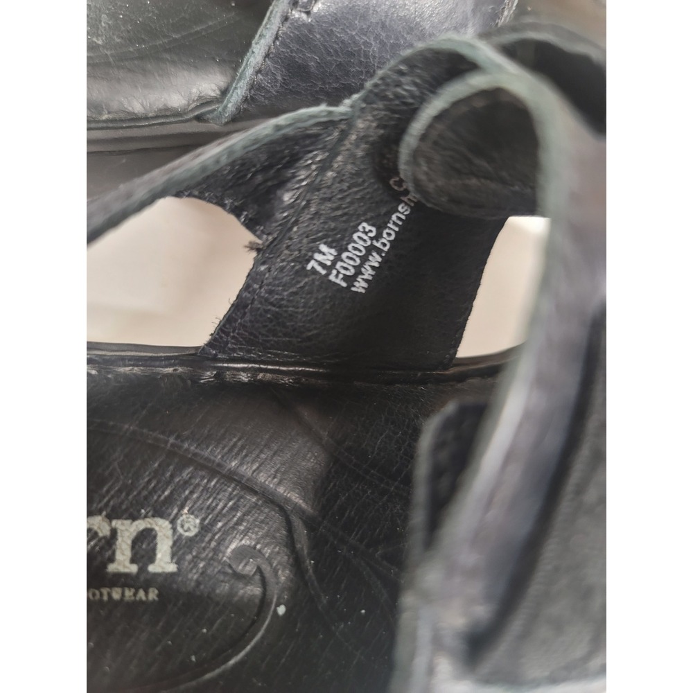 Born Black Leather T Strap‎ Slingback Sandals Women's Size 7M Casual - Picture 4 of 6